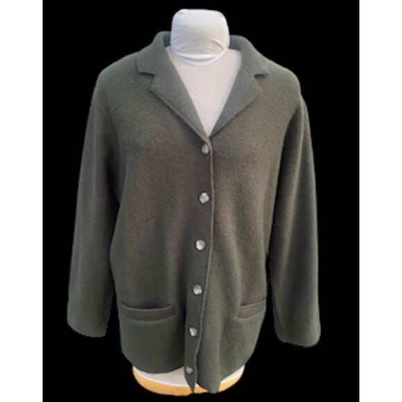 Evan Picone Wool Oversized Jacket/Heavy Cardigan Olive Green Plus Size - Picture 2 of 12